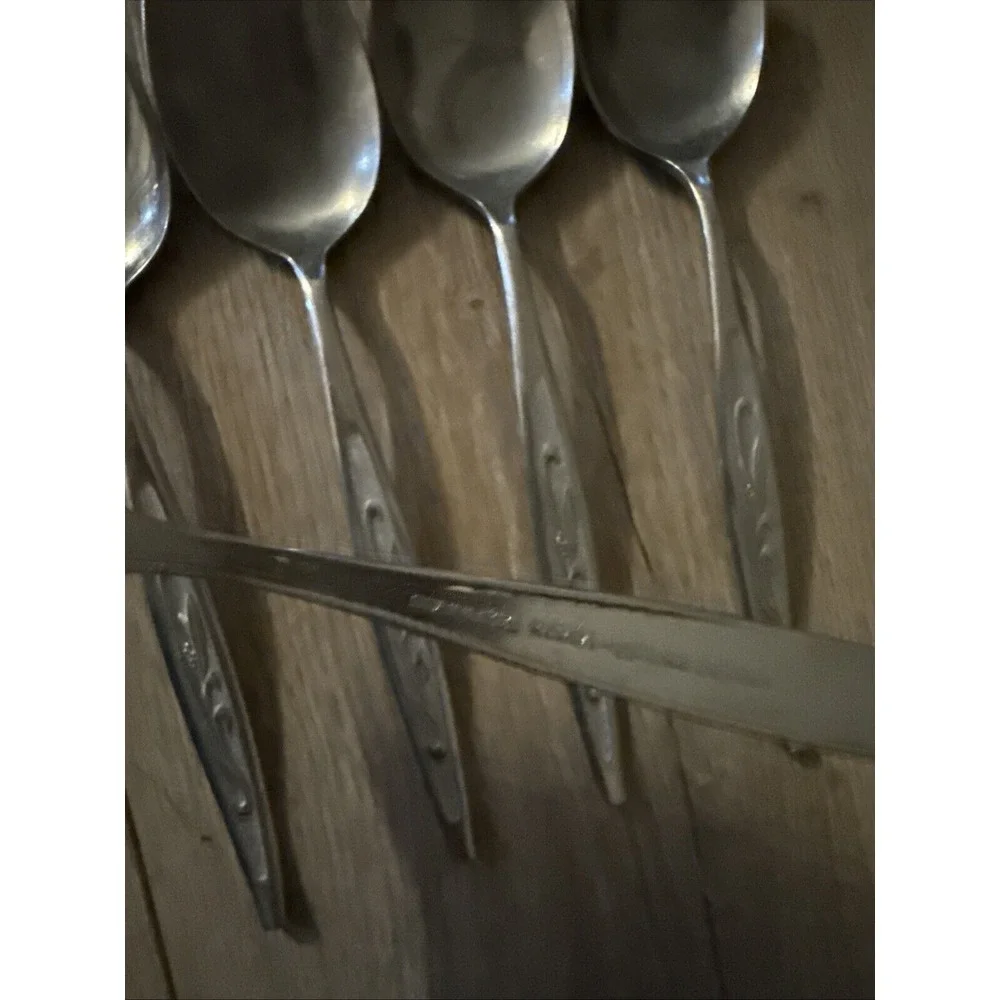 5 Oval Soup Spoons‎ SPRING BOUQUET Stainless Korea Silverware Flatware